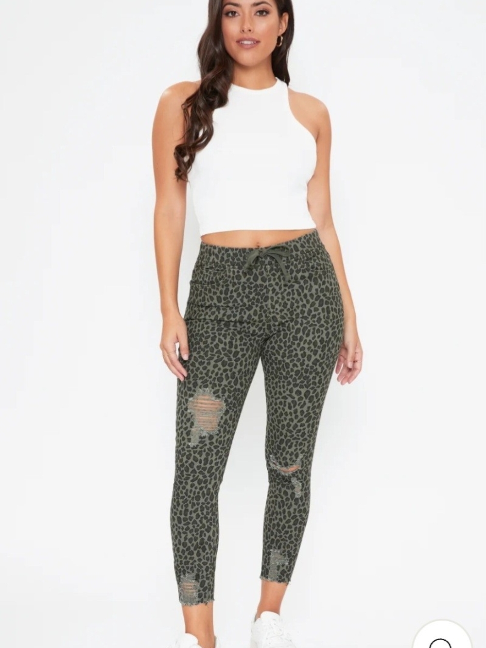 NWT Grey/Olive Leopard Print High-Rise Skinny Jeans